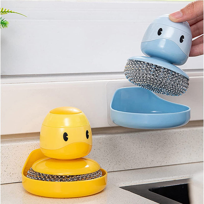 Kitchen Dish Scrub Brush with Soap Dispenser Holder 2 Pack