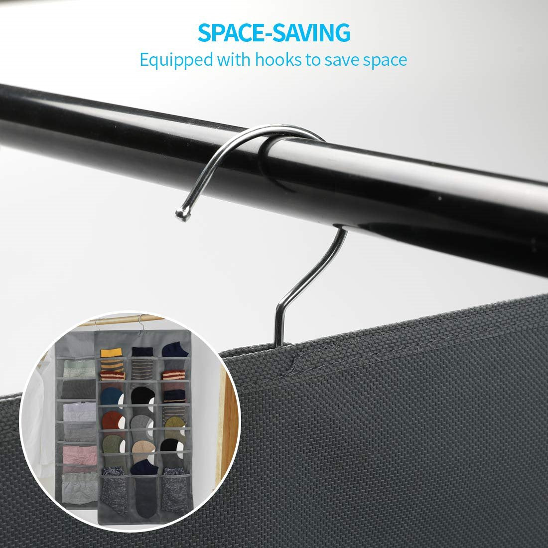 Dual-Sided Hanging Closet Organizer with Mesh Pockets