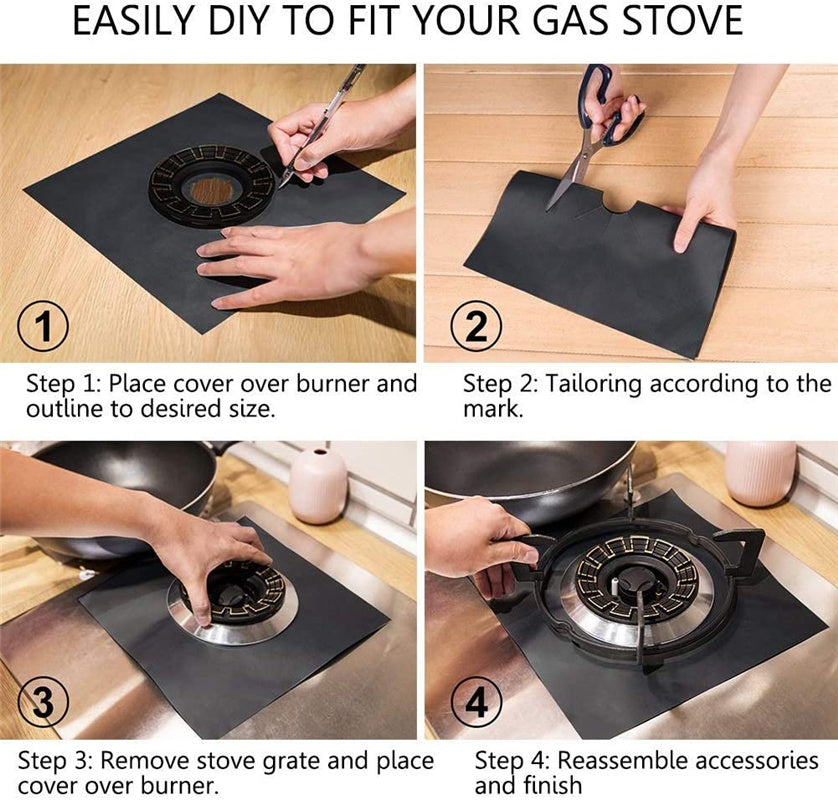 Non-stick Reusable Easy-Wipe Gas Stove Burner Covers Liners