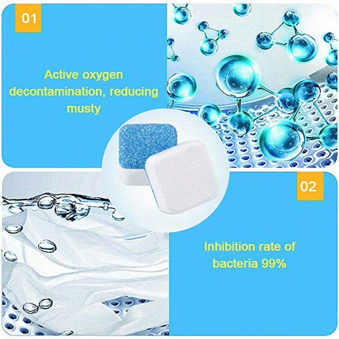 20pcs Effervescent Tablet Washing Machine Cleaner Kills 99% Germs