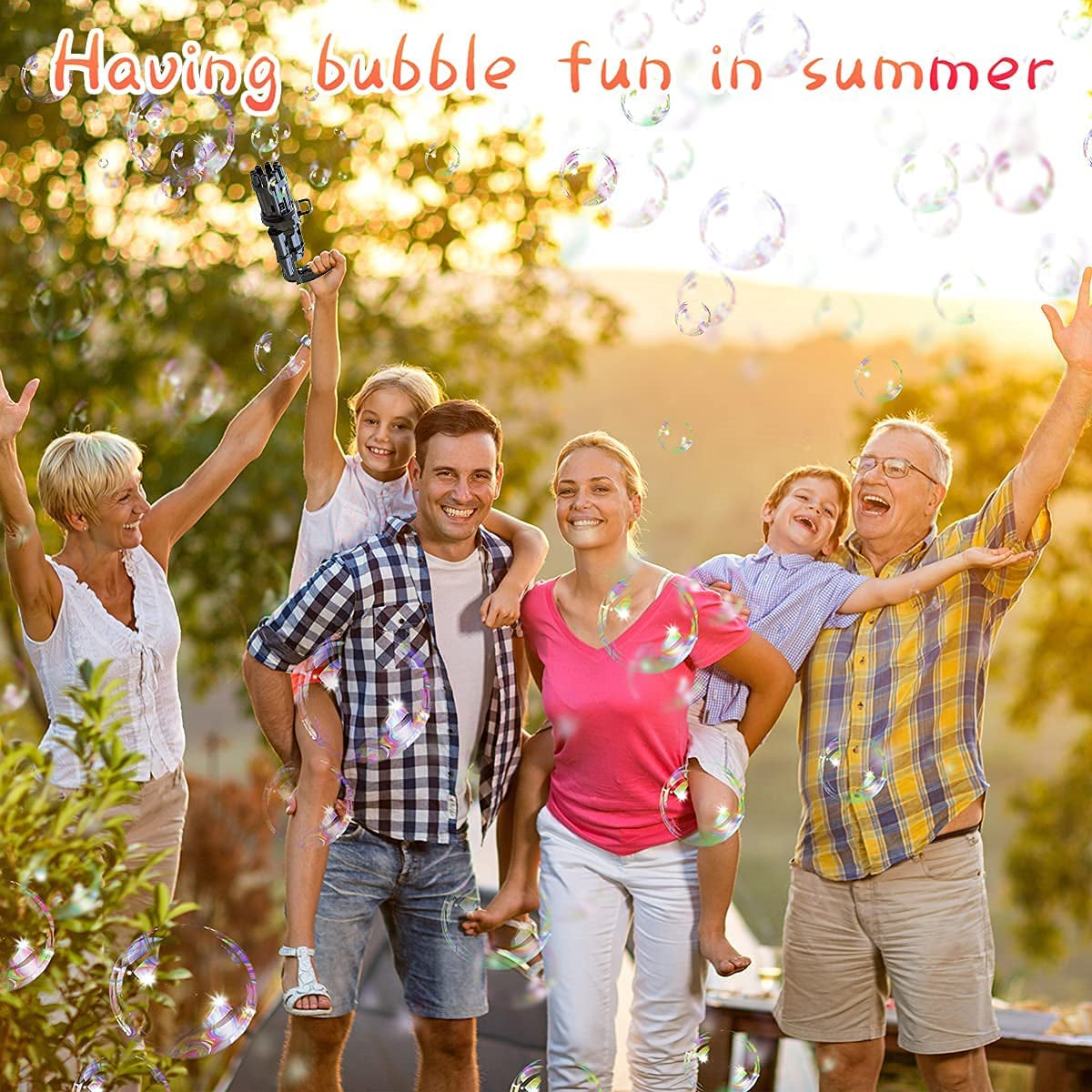 Automatic Gatling Bubble Gun Bubble Maker Machine for Kids Outdoor