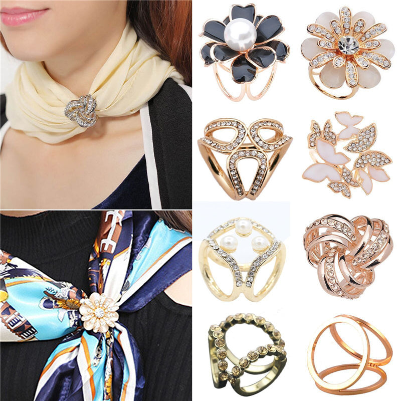 Elegant Scarf Buckle Ring Clip Holder Women Ladies Jewelry Gifts