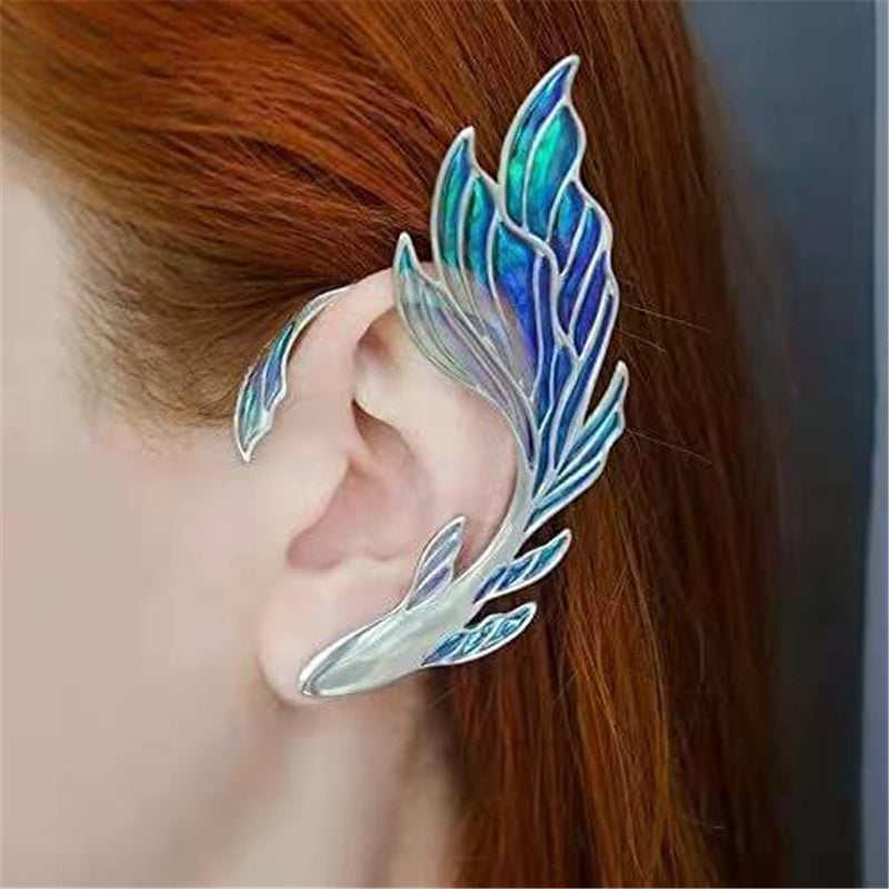 Exquisite Fairy Tale Iridescent Butterfly Wings Elf Wings Earrings Ear Clips