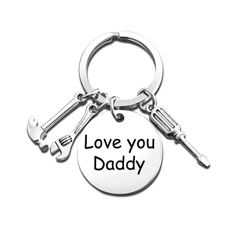 Fashion Dad Letters Keychains Wrench Keyring Hanging Pendant Father's Day Gift