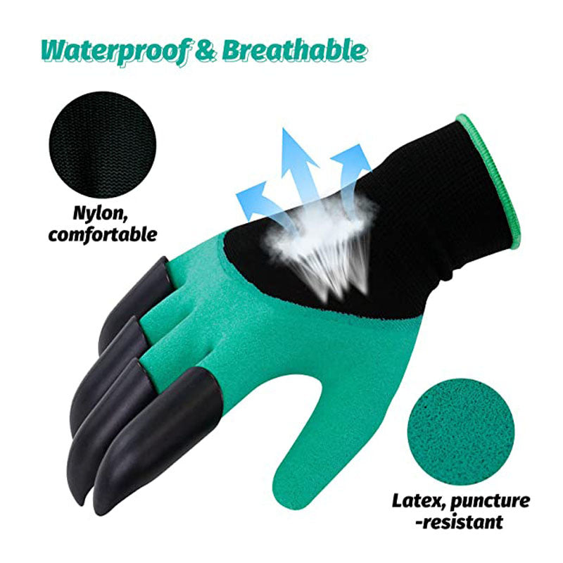 Garden Gloves with Claws Planting Latex Coating Waterproof Breathable Tools