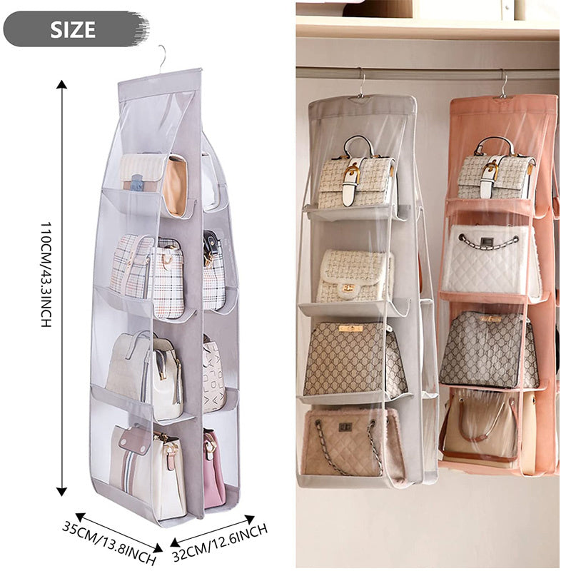 8 Pocket Transparent Hanging Hanger Handbag Organizer Storage Shoe Bag