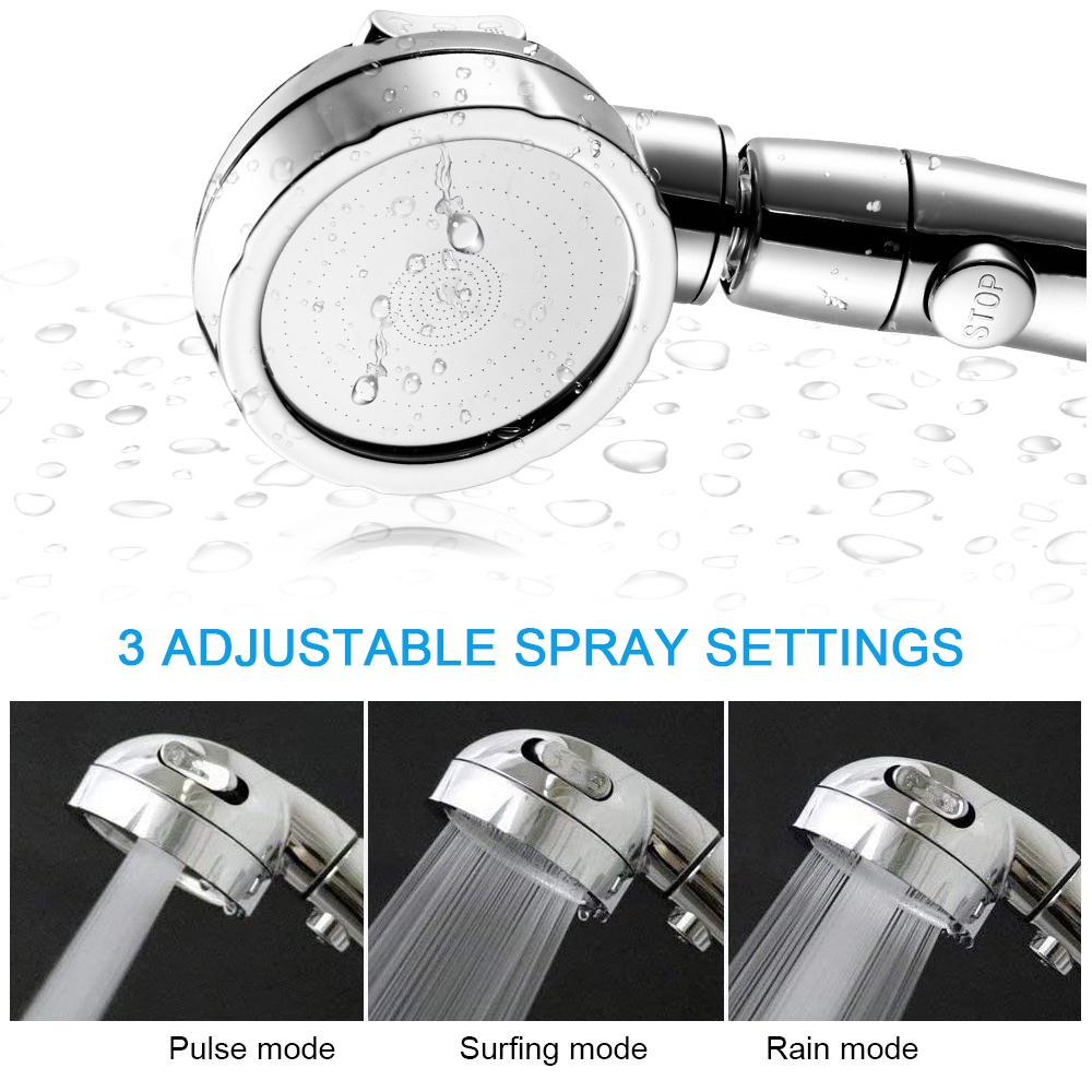 High Pressure 3 Spray Modes Shower Head with ON/OFF Pause Switch – Wise ...