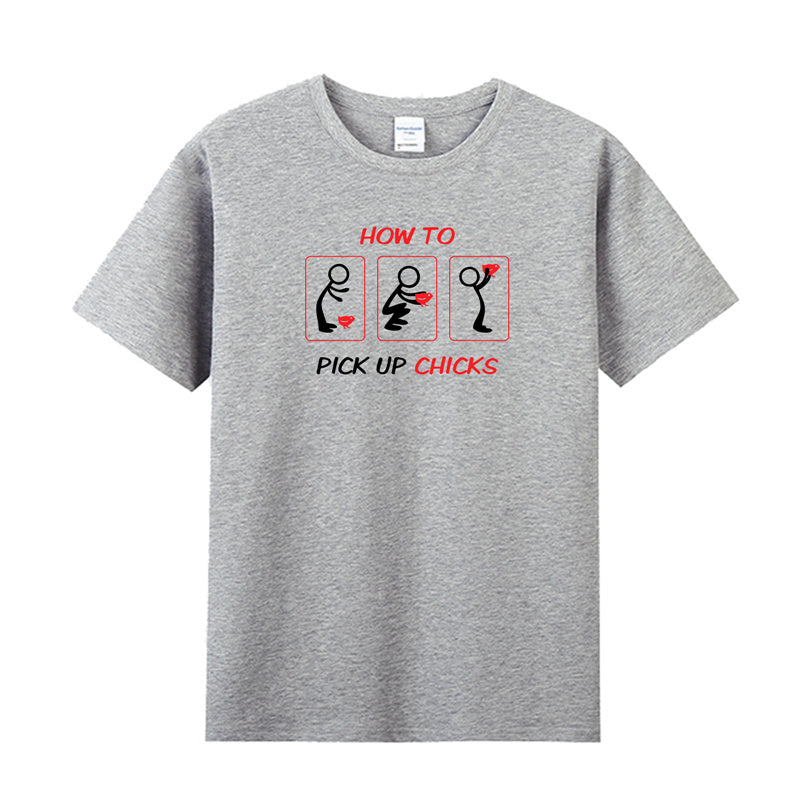 Unisex Funny T-Shirt How To Pick Up Chicks Graphic Novelty Summer Tee