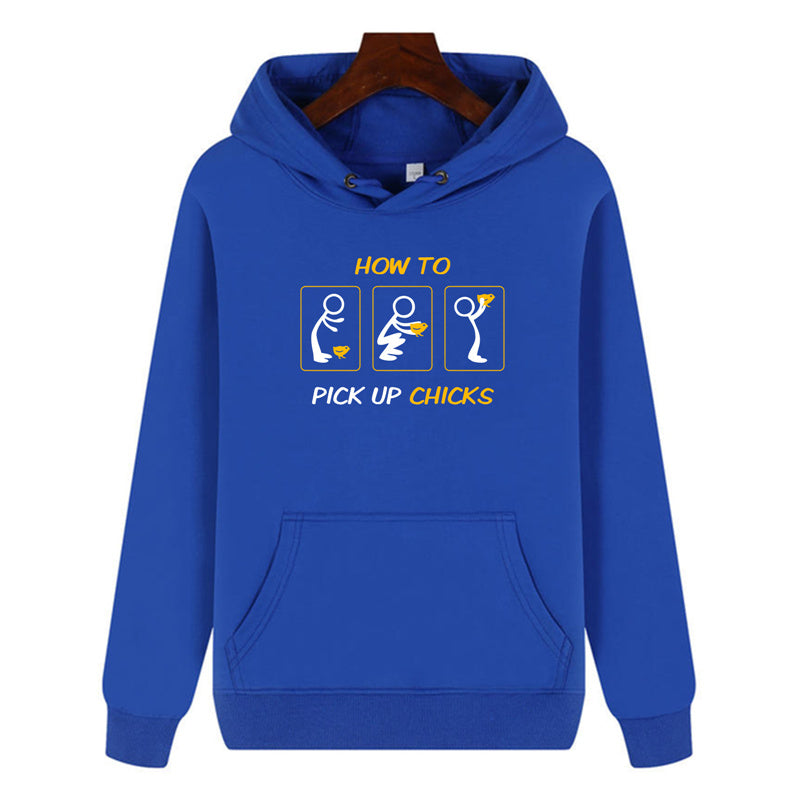 Funny Humor Print Hoodie How To Pick Up Chicks Hooded Sweatshirt