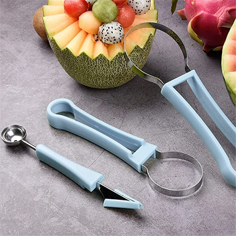 4 In 1 Melon Baller Scoop Watermelon Cutter Fruit Carving Tools Set