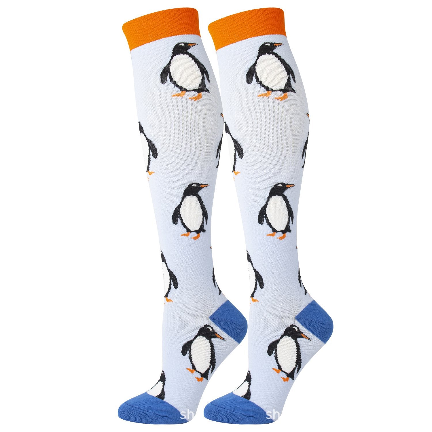 Knee-High Compression Socks Penguin Pattern Sports Nylon Stockings