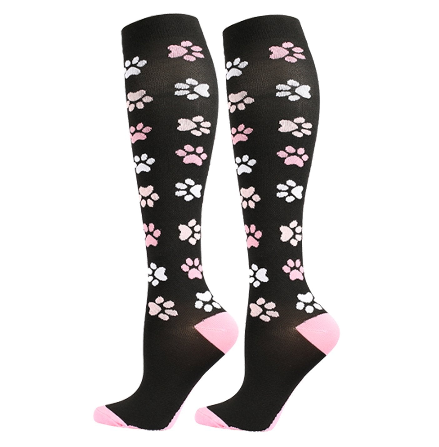 Knee-High Compression Socks Dog Paw Pattern Sports Nylon Stockings