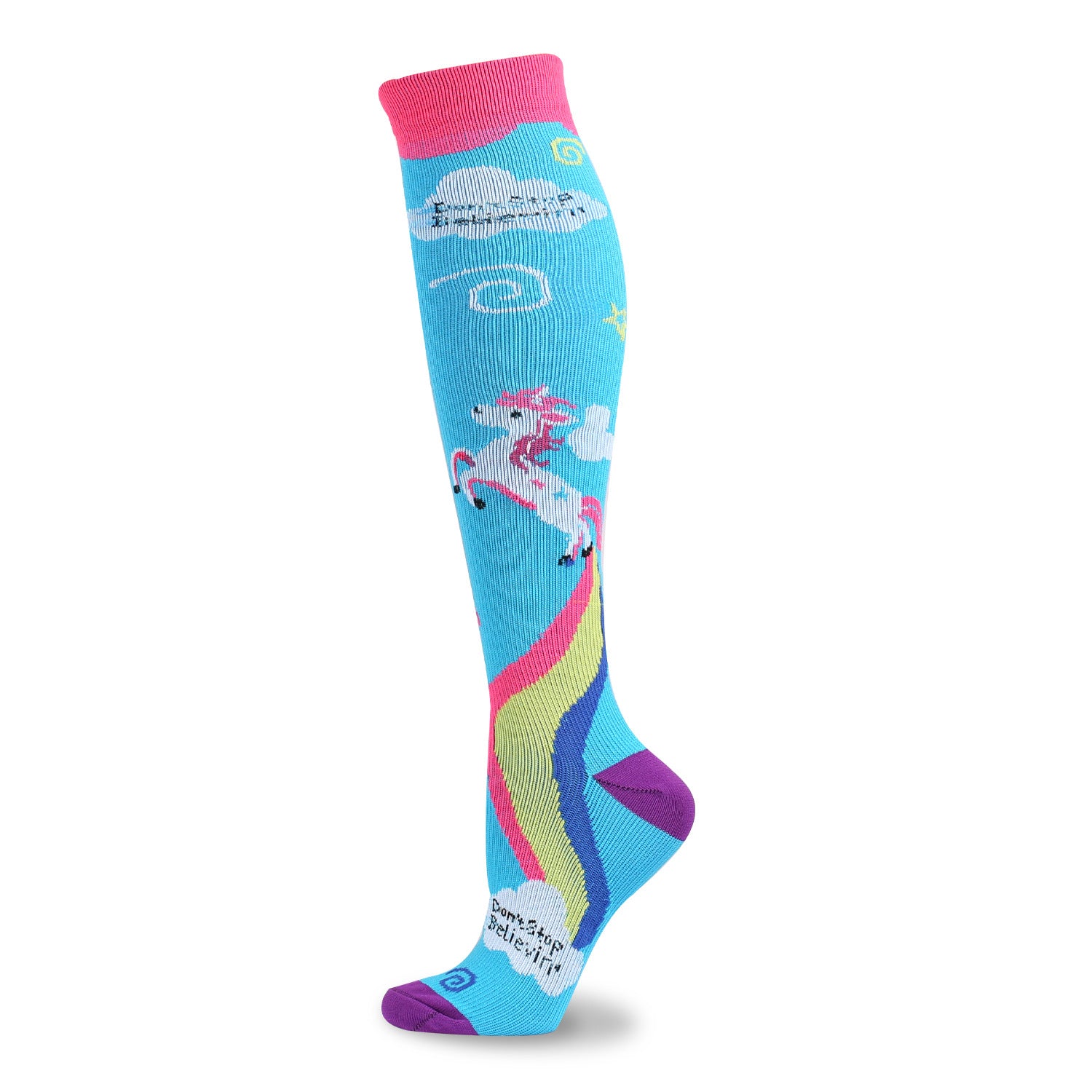 5 Pairs Knee-High Compression Socks Animal Cartoon Pattern Sports Stockings