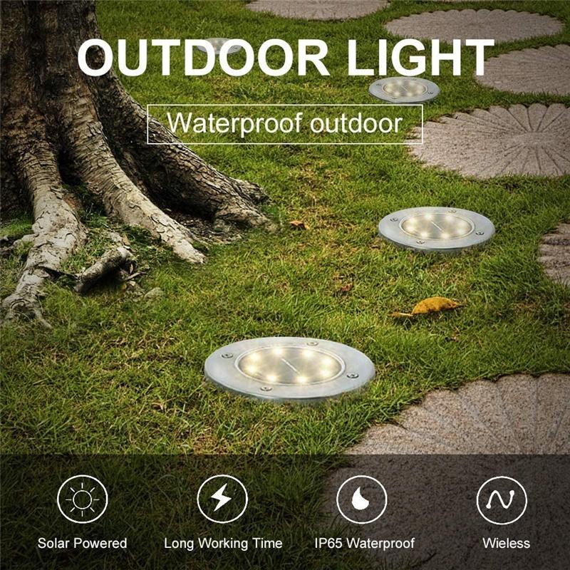 LED Solar Power Ground Lights Waterproof Lawn Path Lamp