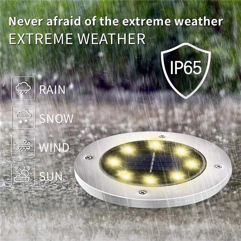 LED Solar Power Ground Lights Waterproof Lawn Path Lamp