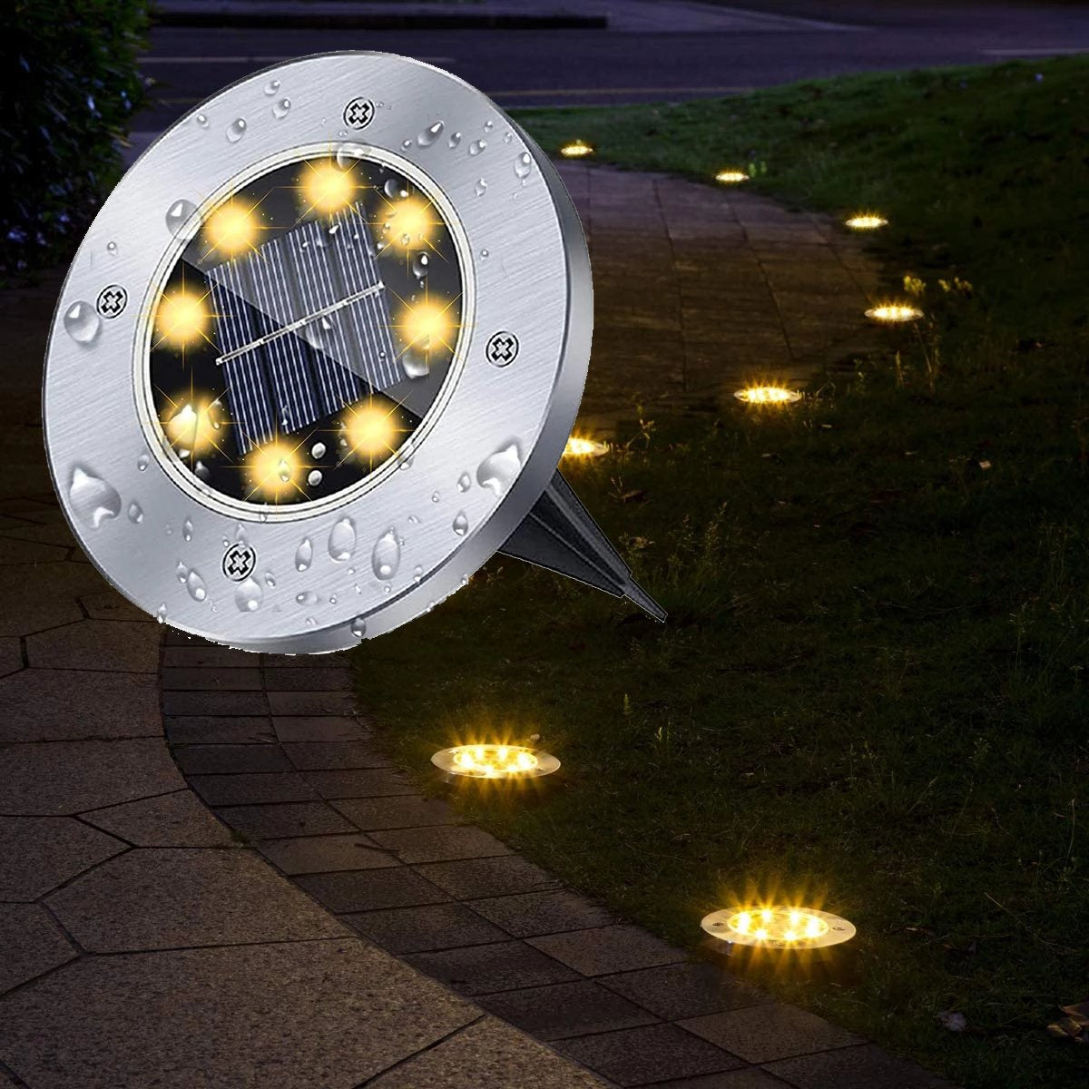 LED Solar Power Ground Lights Waterproof Lawn Path Lamp