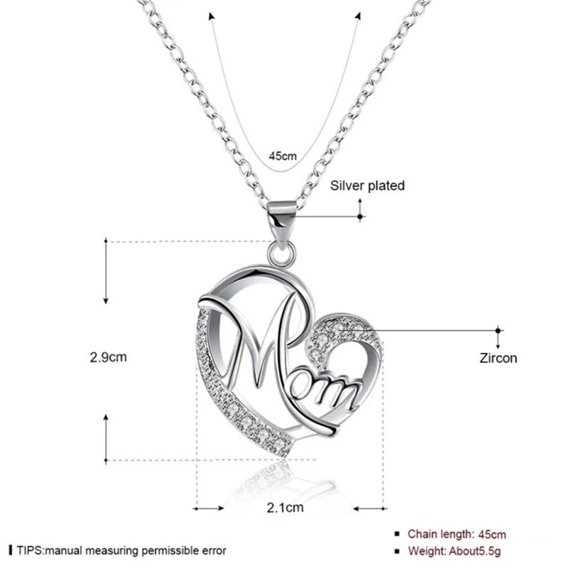 MOM Letter Heart Shape Pendant Necklace Mother's Day Gift