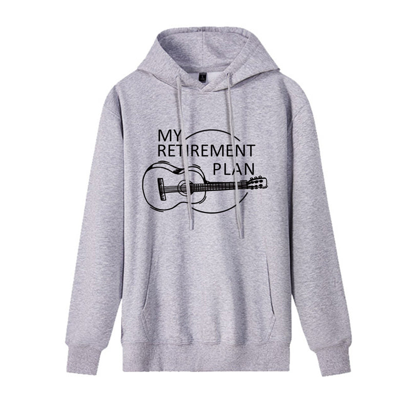 Funny Humor Print Hoodie My Retirement Plan Guitar Hooded Sweatshirt