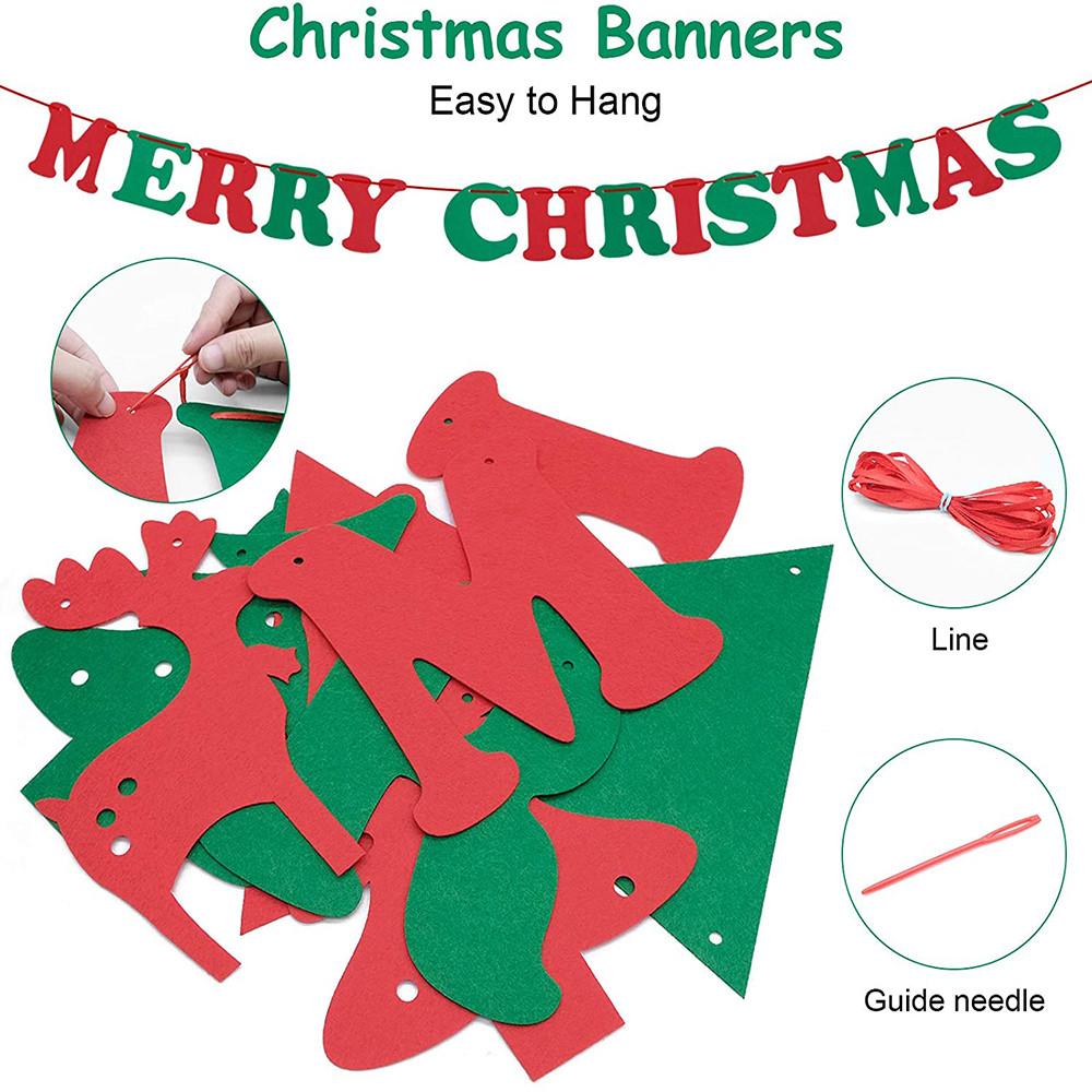 5PCs Merry Christmas Banner Bunting Garland Hanging Flag