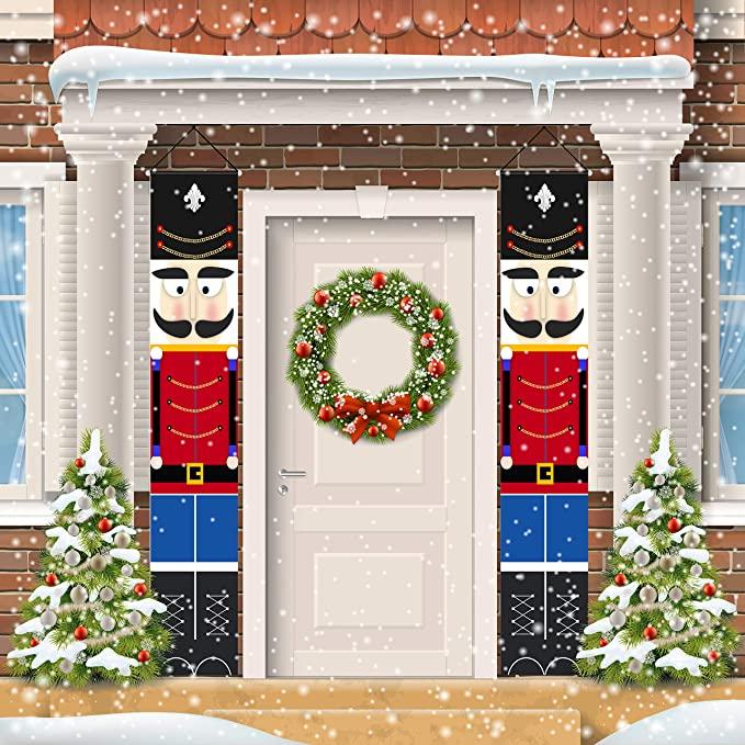 Merry Christmas Porch Banner for Front Door Porch Garden Indoor Party Decor