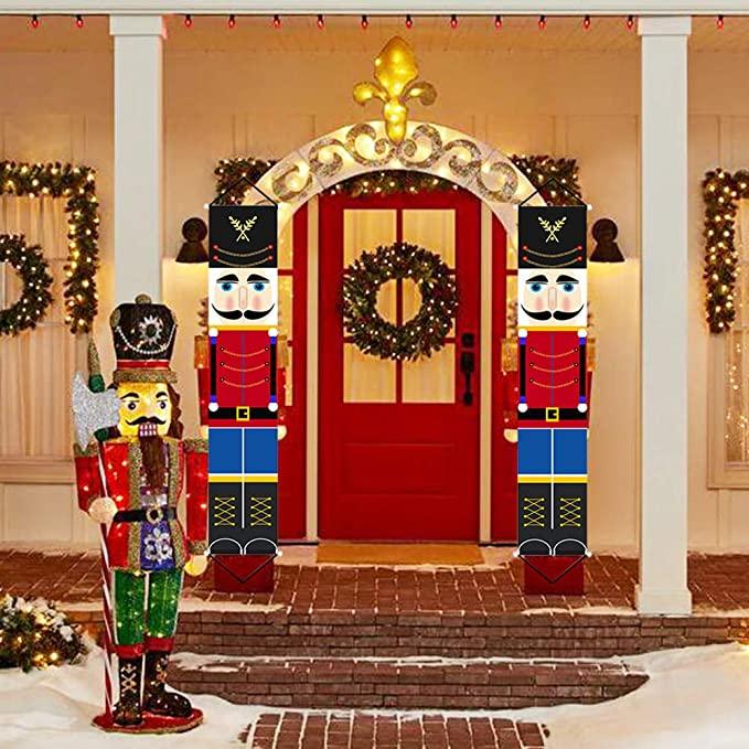Merry Christmas Porch Banner for Front Door Porch Garden Indoor Party Decor