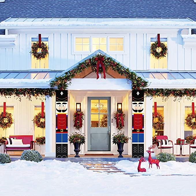 Merry Christmas Porch Banner for Front Door Porch Garden Indoor Party Decor