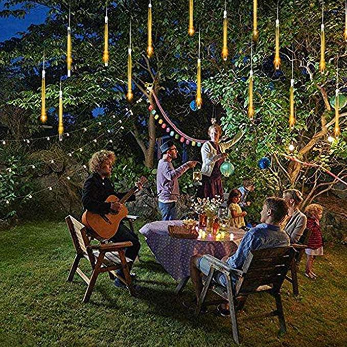 Meteor Shower String Lights Solar Power 8 Tubes 288-LED Falling Rain Drop Lights Decor