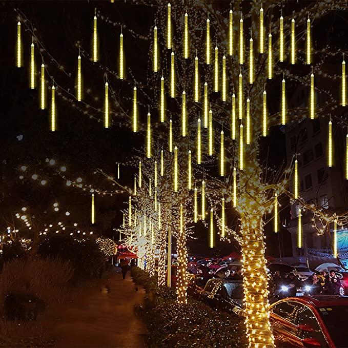 Meteor Shower String Lights Solar Power 8 Tubes 288-LED Falling Rain Drop Lights Decor