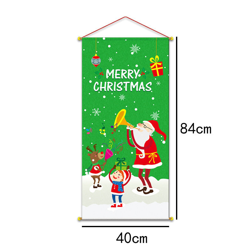 2 Packs Merry Christmas Window Sign Banners Door Porch Fabric Flag Decor 84x40cm