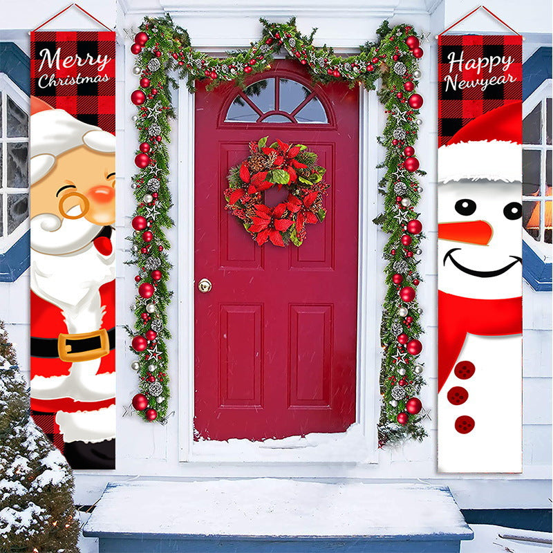 Christmas Hanging Door Porch Banner Christmas Ornaments Decor 180x30cm