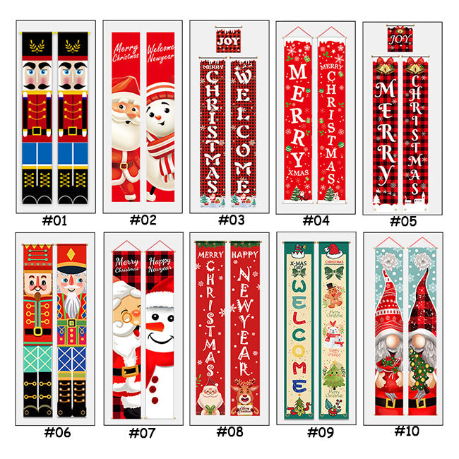 Christmas Hanging Door Porch Banner Christmas Ornaments Decor 180x30cm