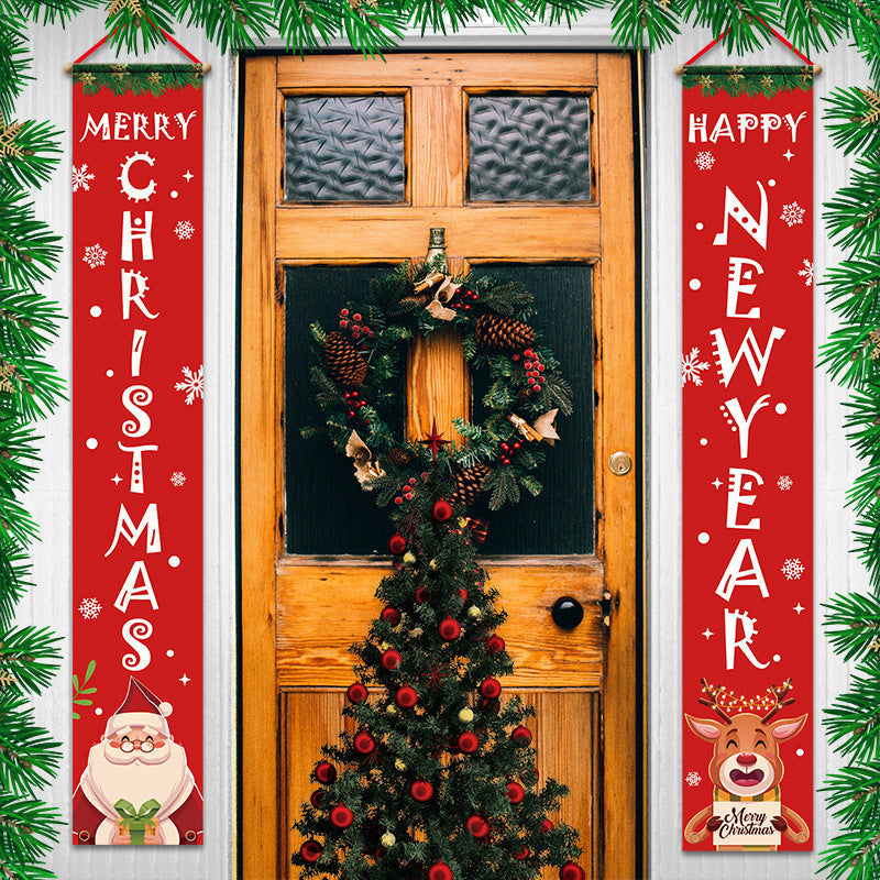 Christmas Hanging Door Porch Banner Christmas Ornaments Decor 180x30cm