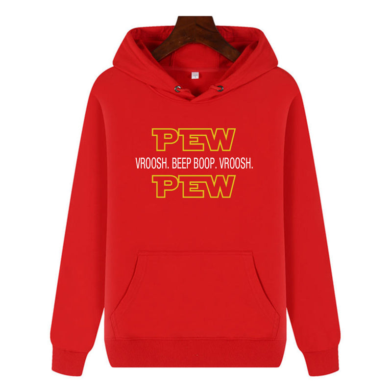 Funny Humor Print Hoodie Pew Pew Hooded Sweatshirt