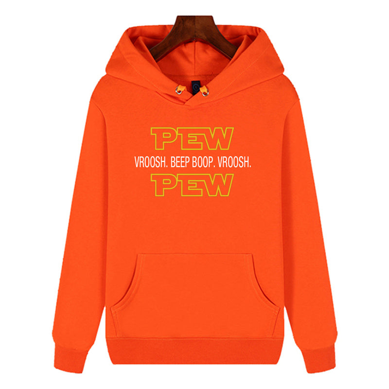 Funny Humor Print Hoodie Pew Pew Hooded Sweatshirt