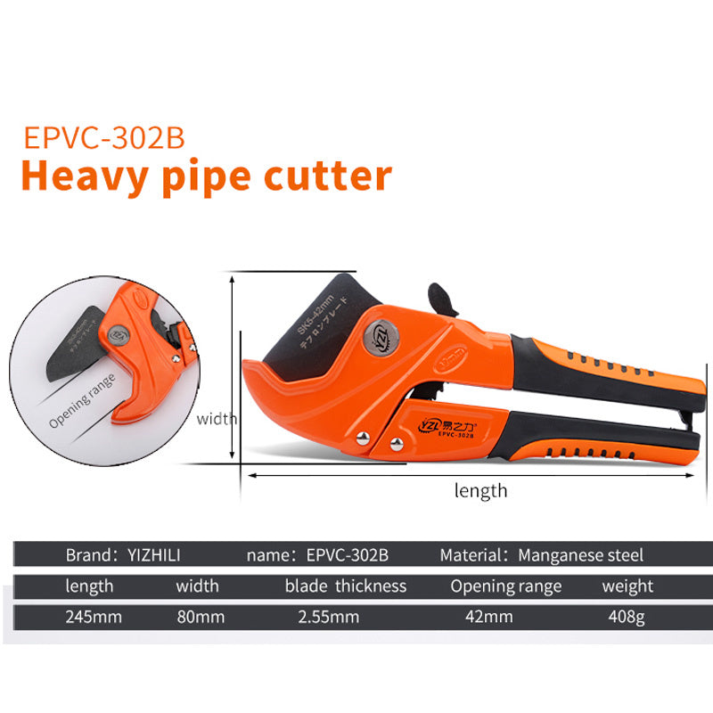 PVC Pipe Cutter 42mm Aluminum Alloy Body Ratchet Scissors Tube Cutter PVC/PU/PP/PE Hose Cutting Hand Tools