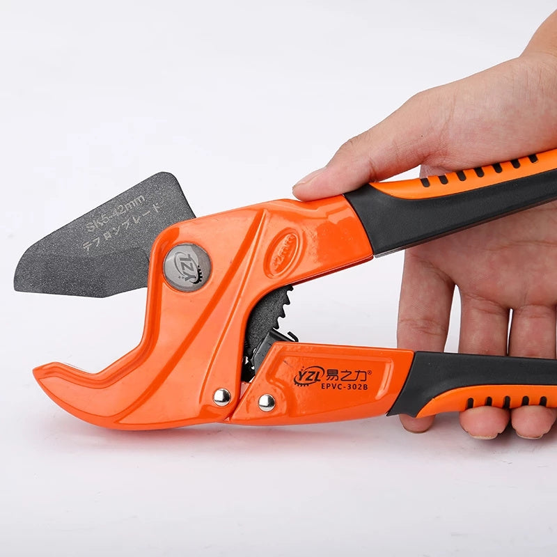 PVC Pipe Cutter 42mm Aluminum Alloy Body Ratchet Scissors Tube Cutter PVC/PU/PP/PE Hose Cutting Hand Tools