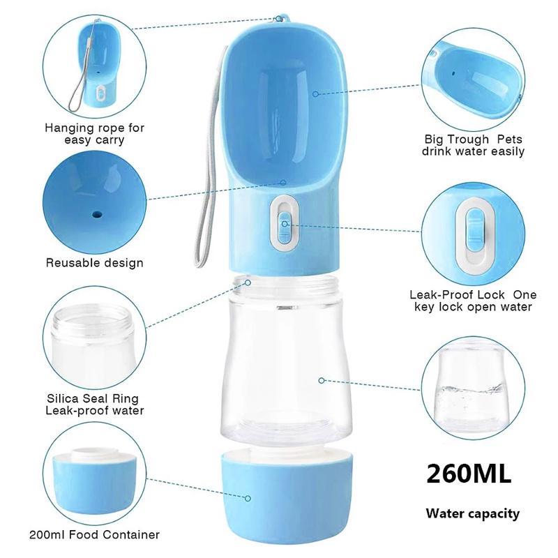 Portable Pet Dog Water Dispenser Bottle Feeder Bowl