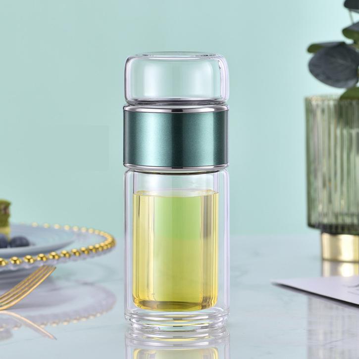 Double Wall Glass Water Bottles Tea Infuser Tea Separation Tumbler Cup