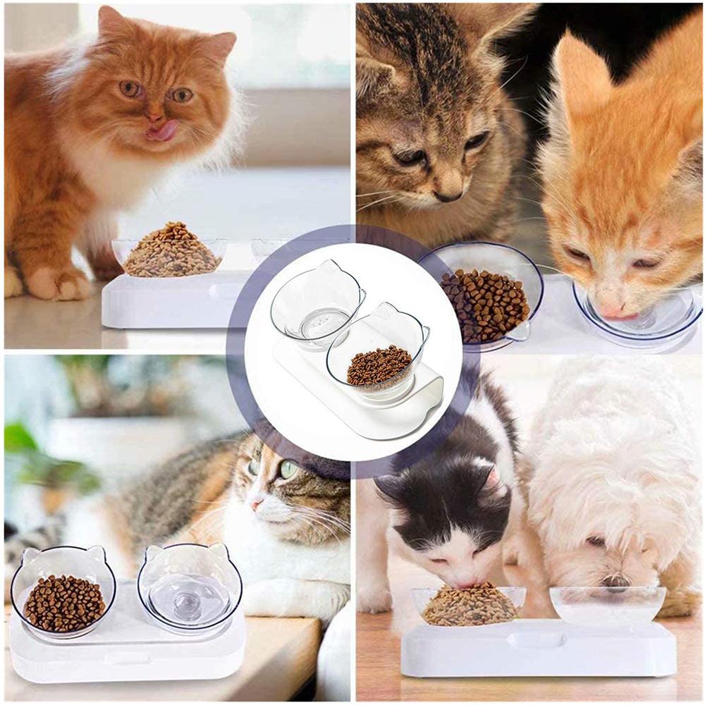 Raised Tilted Non-Slip Cat Food Bowls