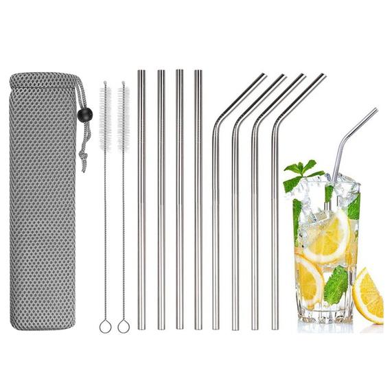 Reusable 304 Stainless Steel Bent Straight Drinking Straws