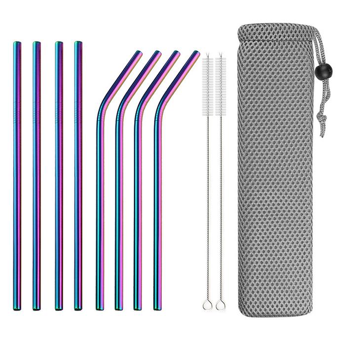 Reusable 304 Stainless Steel Bent Straight Drinking Straws