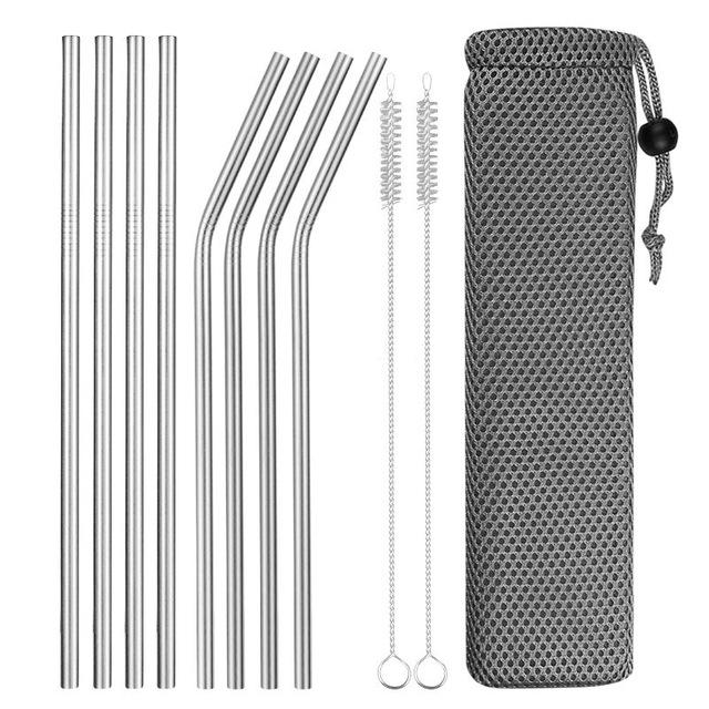 Reusable 304 Stainless Steel Bent Straight Drinking Straws