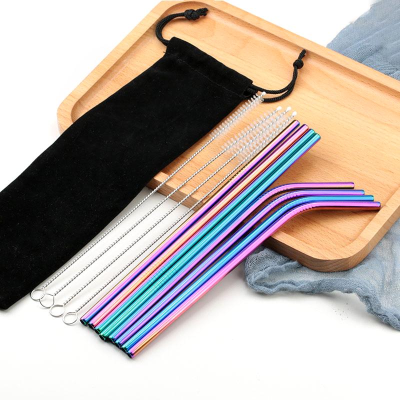 Reusable 304 Stainless Steel Bent Straight Drinking Straws