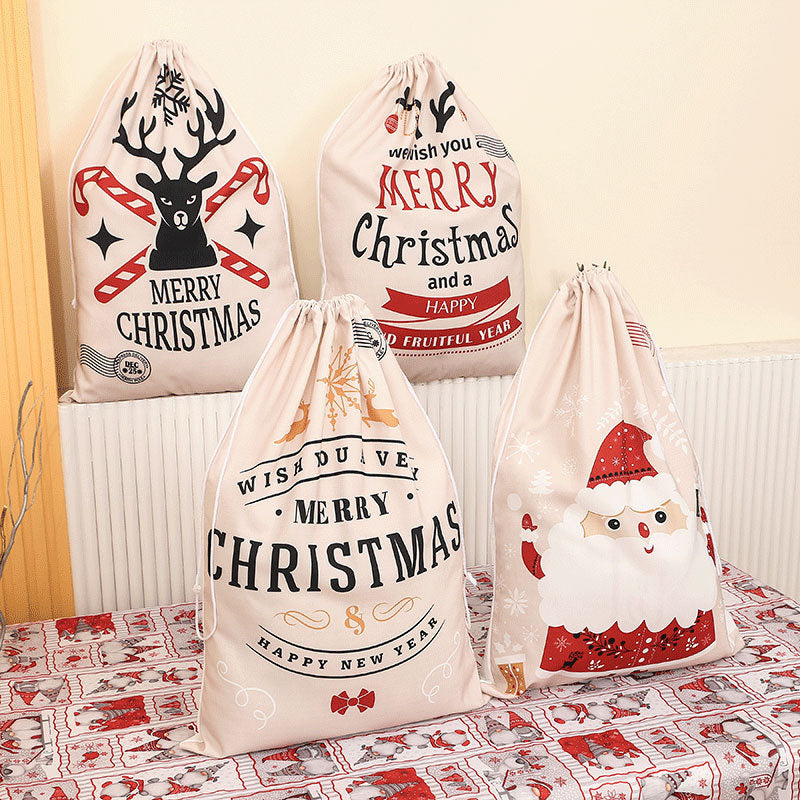 Christmas Santa Sacks Drawstring Stocking Gift Storage Bag