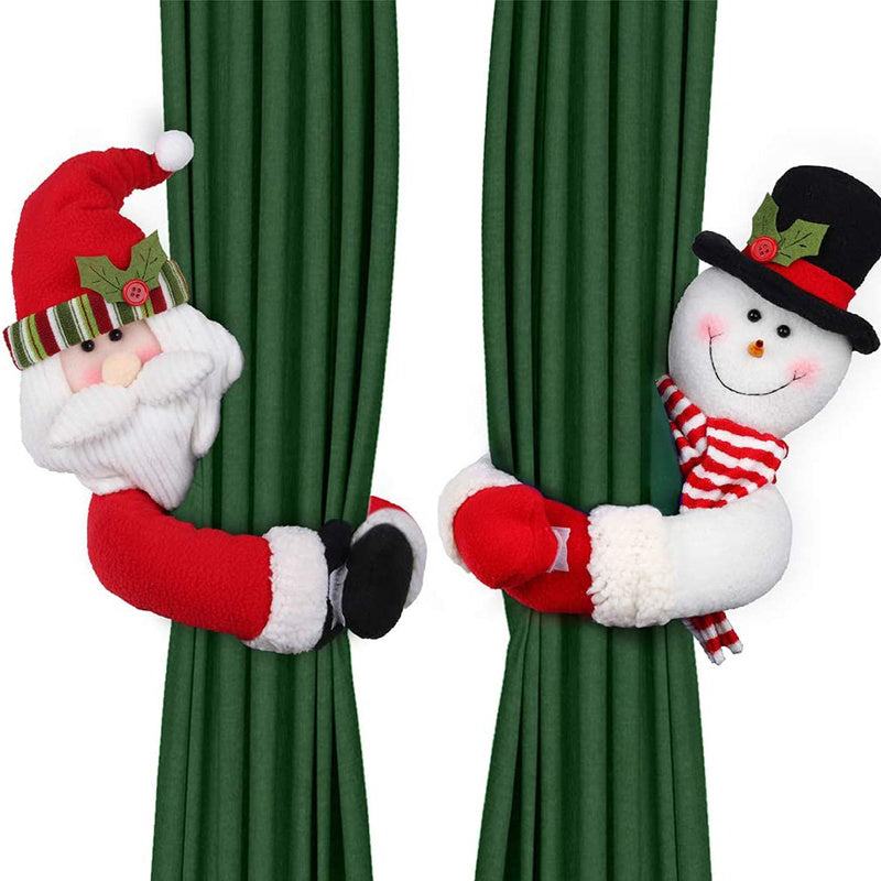 Santa Snowman Curtain Tiebacks Holdback Fastener Buckle Christmas Ornaments Home Holiday Decor