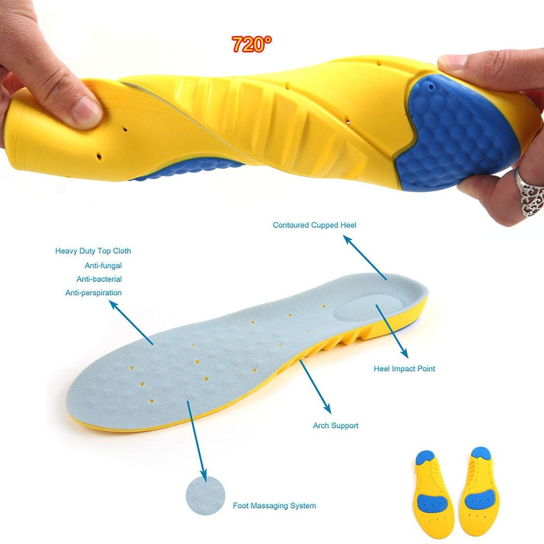 Shock Absorption Plantar Fascitis Inserts PU Insoles