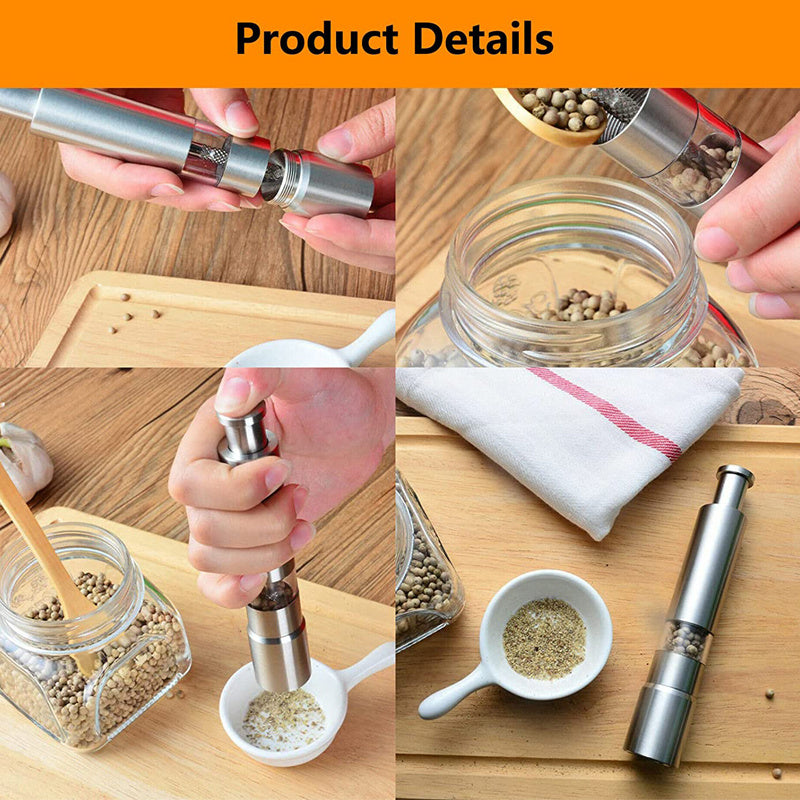 Stainless Steel Push Button Salt/Pepper Grinder