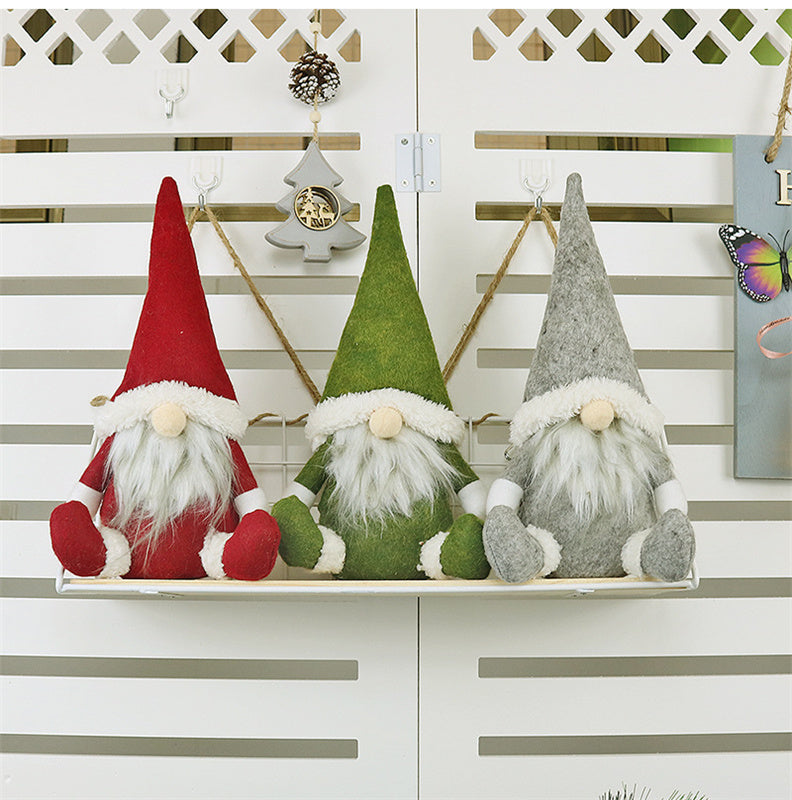 3pcs Stuffed Toy Christmas Santa Doll Gnome Home Ornaments