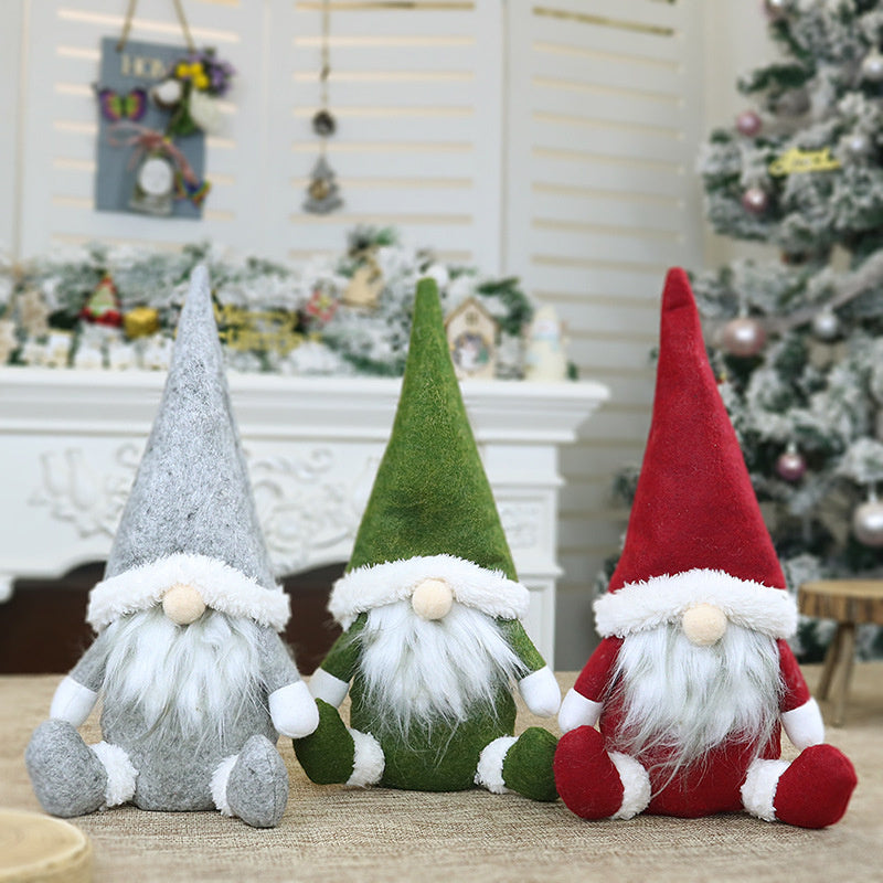 3pcs Stuffed Toy Christmas Santa Doll Gnome Home Ornaments