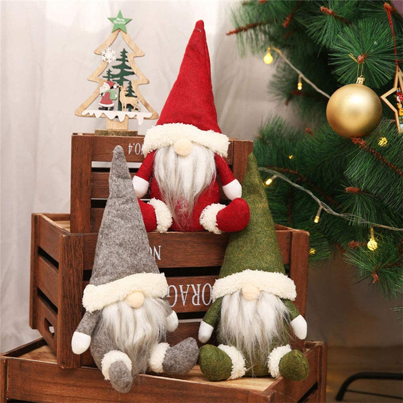 3pcs Stuffed Toy Christmas Santa Doll Gnome Home Ornaments